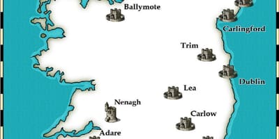 Kort over slotte i irland