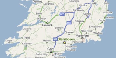 Kort over den sydvestlige kyst af irland
