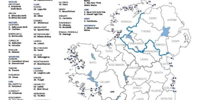 Bedste strande i irland kort