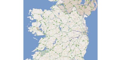 Kort vej kort over den vestlige del af irland